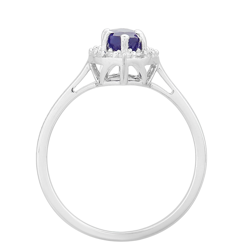 Anillo de Plata con Zafiro de Tailandia y Topacio Blanco 4 