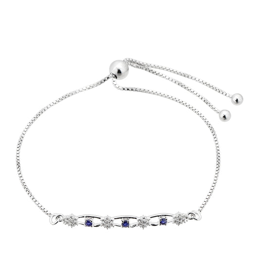 Pulsera de Plata con Zafiro de Tailandia y Topacio Blanco