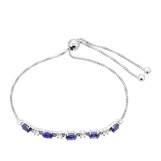 Pulsera de Plata con Zafiro de Tailandia y Topacio Blanco