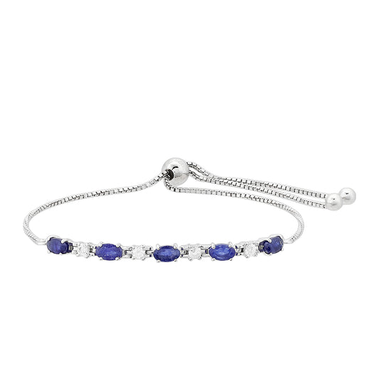 Pulsera de Plata con Zafiro de Tailandia y Topacio Blanco
