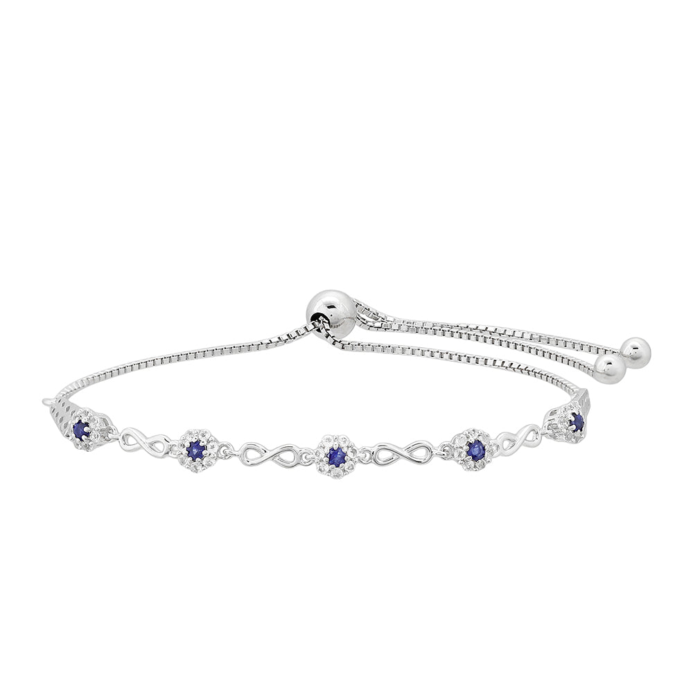 Pulsera de Plata con Zafiro de Tailandia y Topacio Blanco