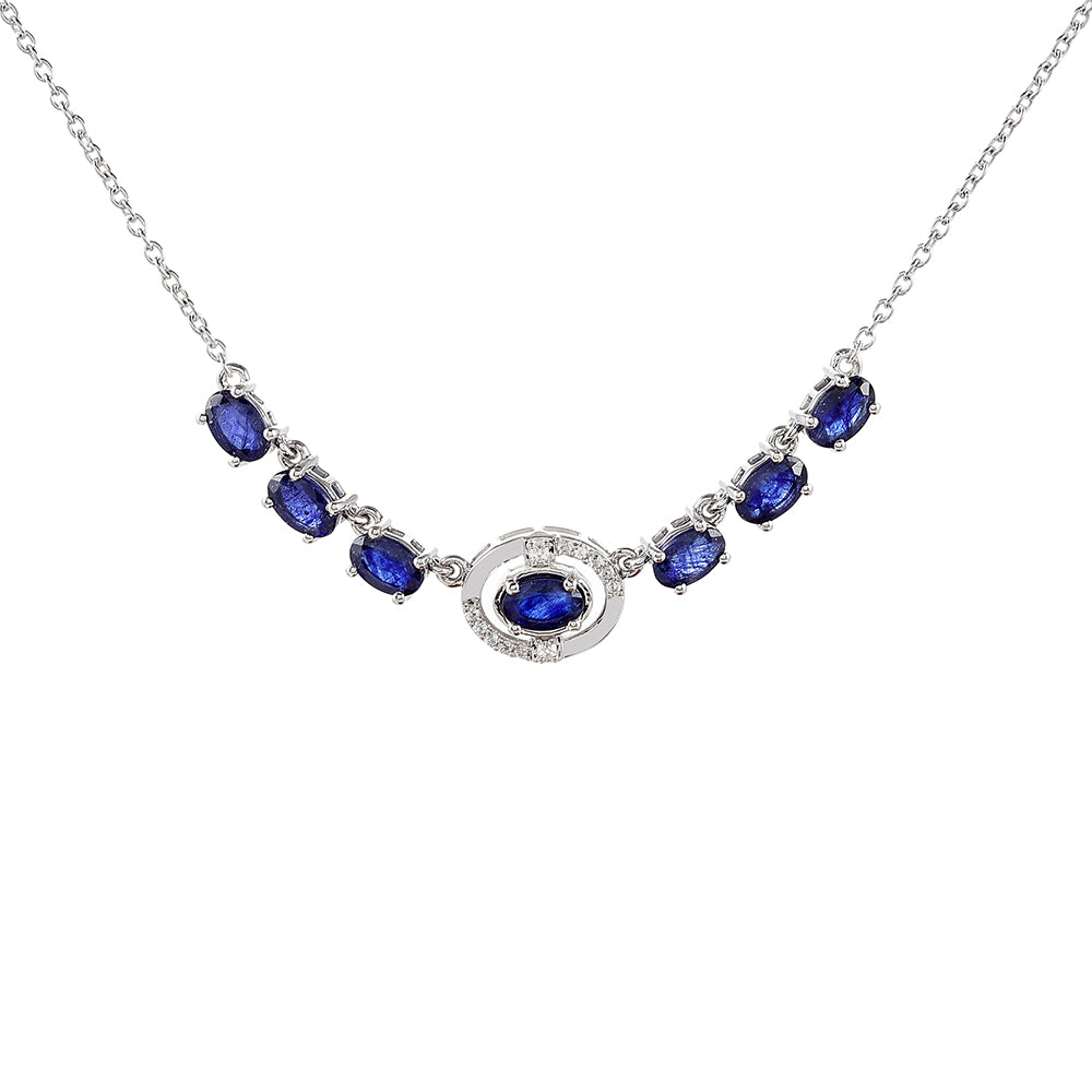 Collar de Plata con Zafiro de Tailandia y Topacio Blanco