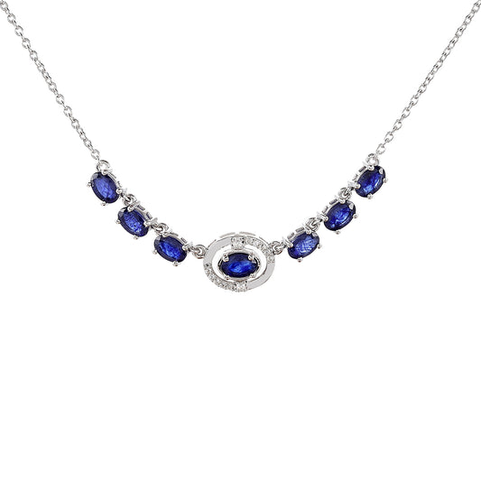 Collar de Plata con Zafiro de Tailandia y Topacio Blanco