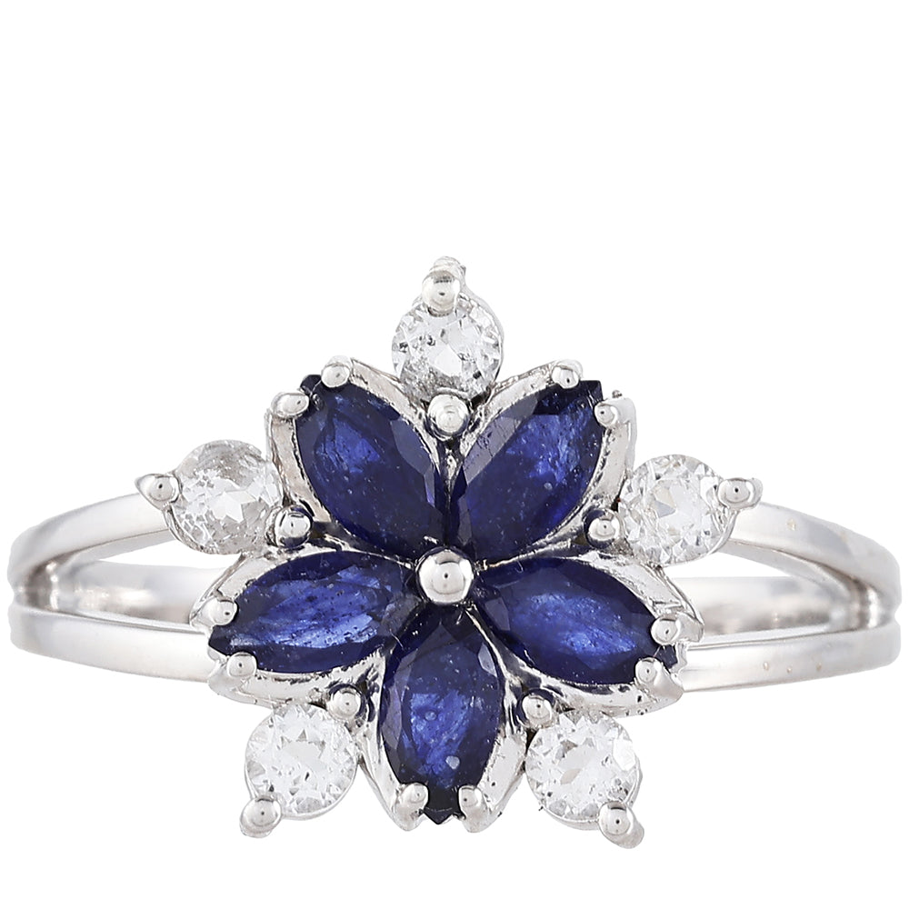 Anillo de Plata con Zafiro de Tailandia y Topacio Blanco 1 