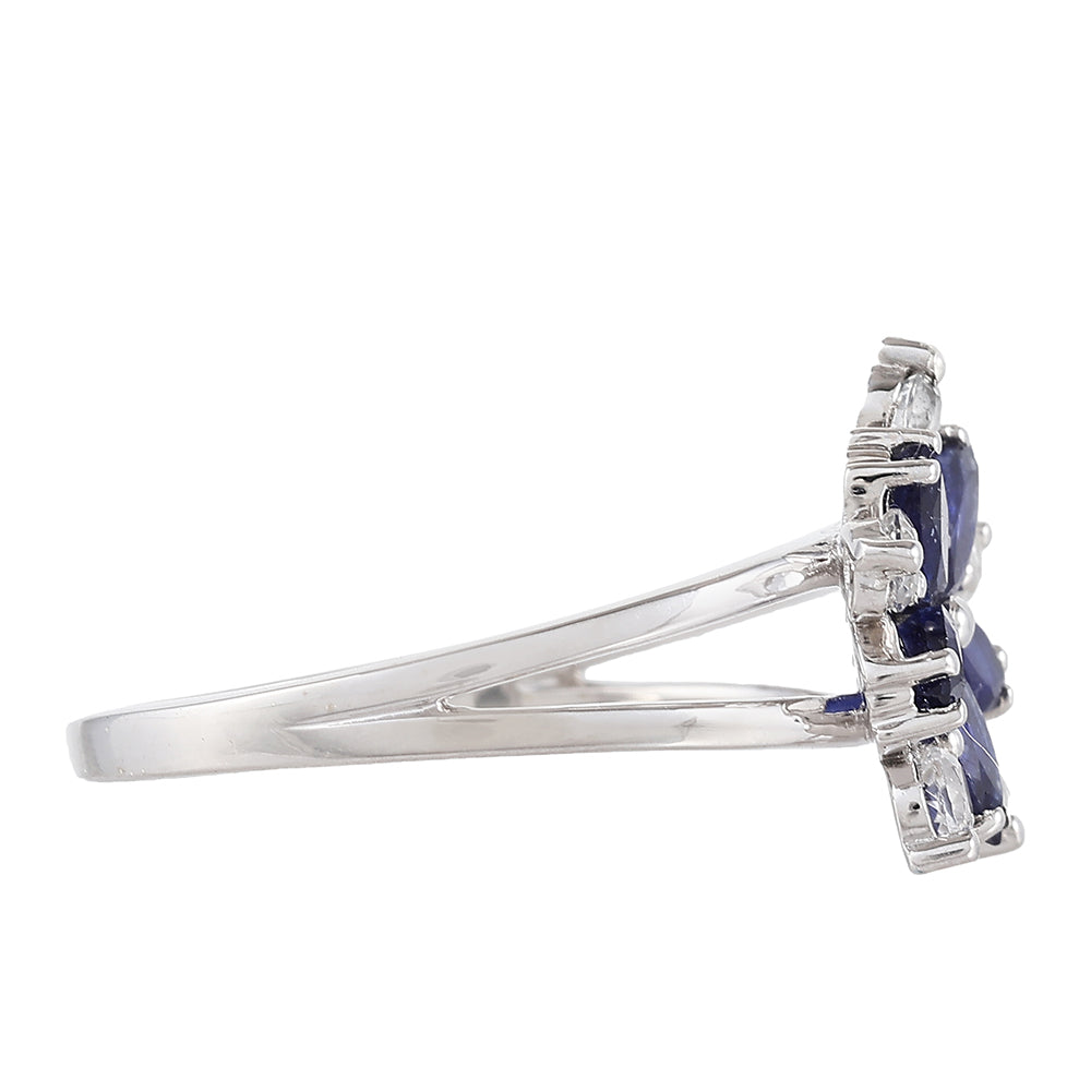 Anillo de Plata con Zafiro de Tailandia y Topacio Blanco