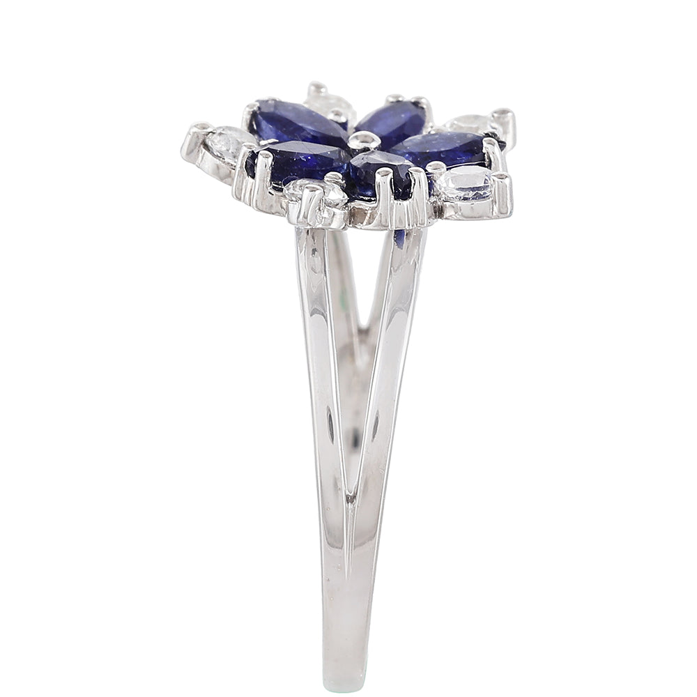 Anillo de Plata con Zafiro de Tailandia y Topacio Blanco