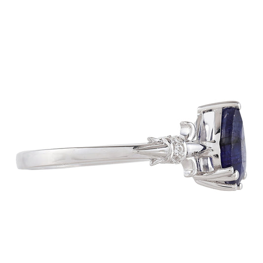 Anillo de Plata con Zafiro de Tailandia y Topacio Blanco