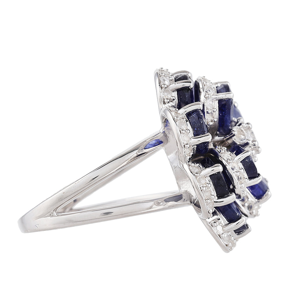 Anillo de Plata con Zafiro de Tailandia y Topacio Blanco 2 