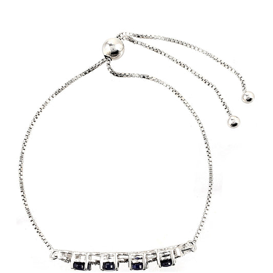 Pulsera de Plata con Zafiro de Tailandia y Topacio Blanco