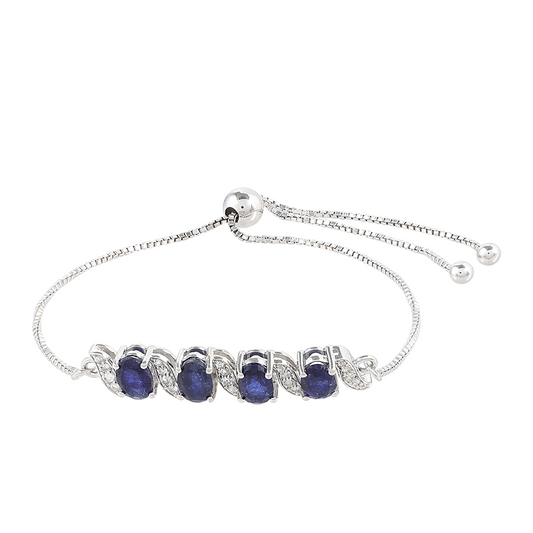 Pulsera de Plata con Zafiro de Tailandia y Topacio Blanco