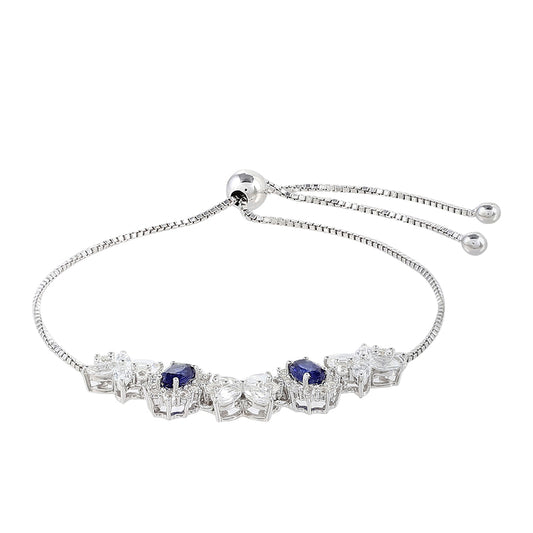 Pulsera de Plata con Zafiro de Tailandia y Topacio Blanco