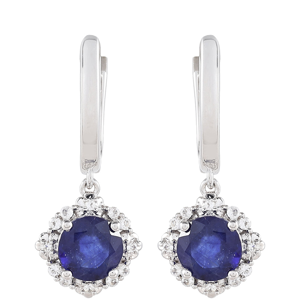 Pendientes de Plata con Zafiro de Tailandia y Topacio Blanco
