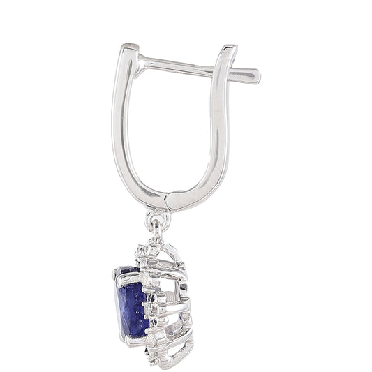 Pendientes de Plata con Zafiro de Tailandia y Topacio Blanco