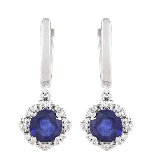 Pendientes de Plata con Zafiro de Tailandia y Topacio Blanco