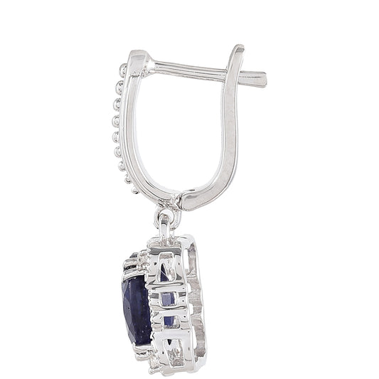 Pendientes de Plata con Zafiro de Tailandia y Topacio Blanco