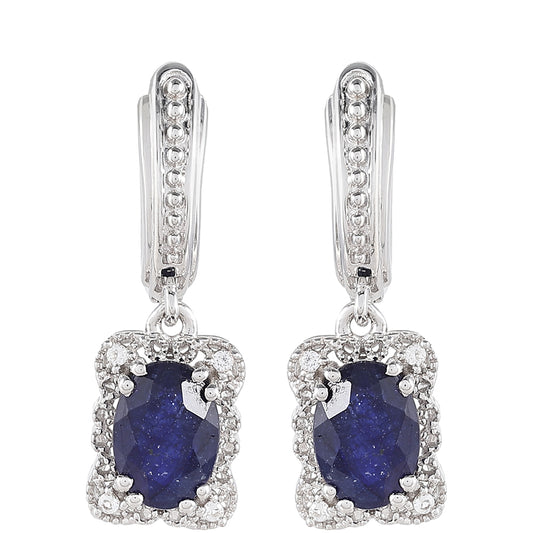 Pendientes de Plata con Zafiro de Tailandia y Topacio Blanco