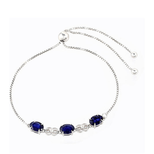 Pulsera de Plata con Zafiro de Tailandia y Topacio Blanco