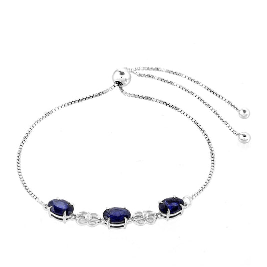 Pulsera de Plata con Zafiro de Tailandia y Topacio Blanco