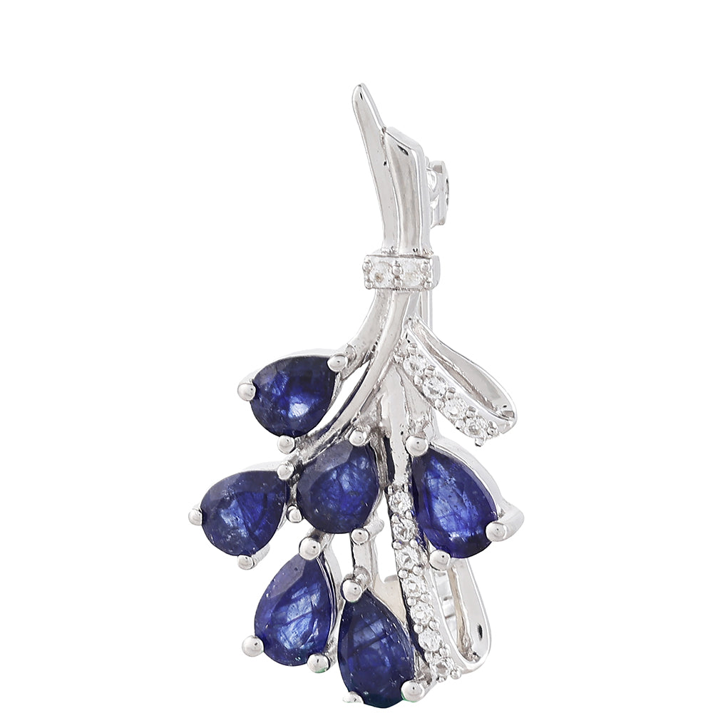 Broche de Plata con Zafiro de Tailandia y Topacio Blanco