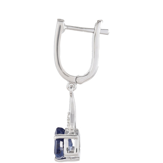 Pendientes de Plata con Zafiro de Tailandia y Topacio Blanco