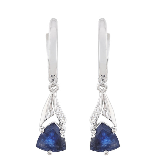 Pendientes de Plata con Zafiro de Tailandia y Topacio Blanco