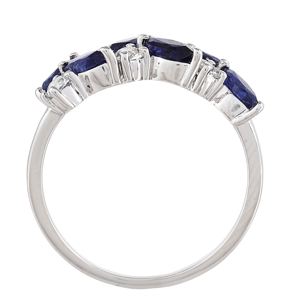 Anillo de Plata con Zafiro de Tailandia y Topacio Blanco 4 