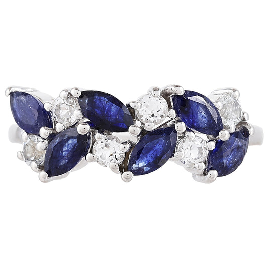 Anillo de Plata con Zafiro de Tailandia y Topacio Blanco