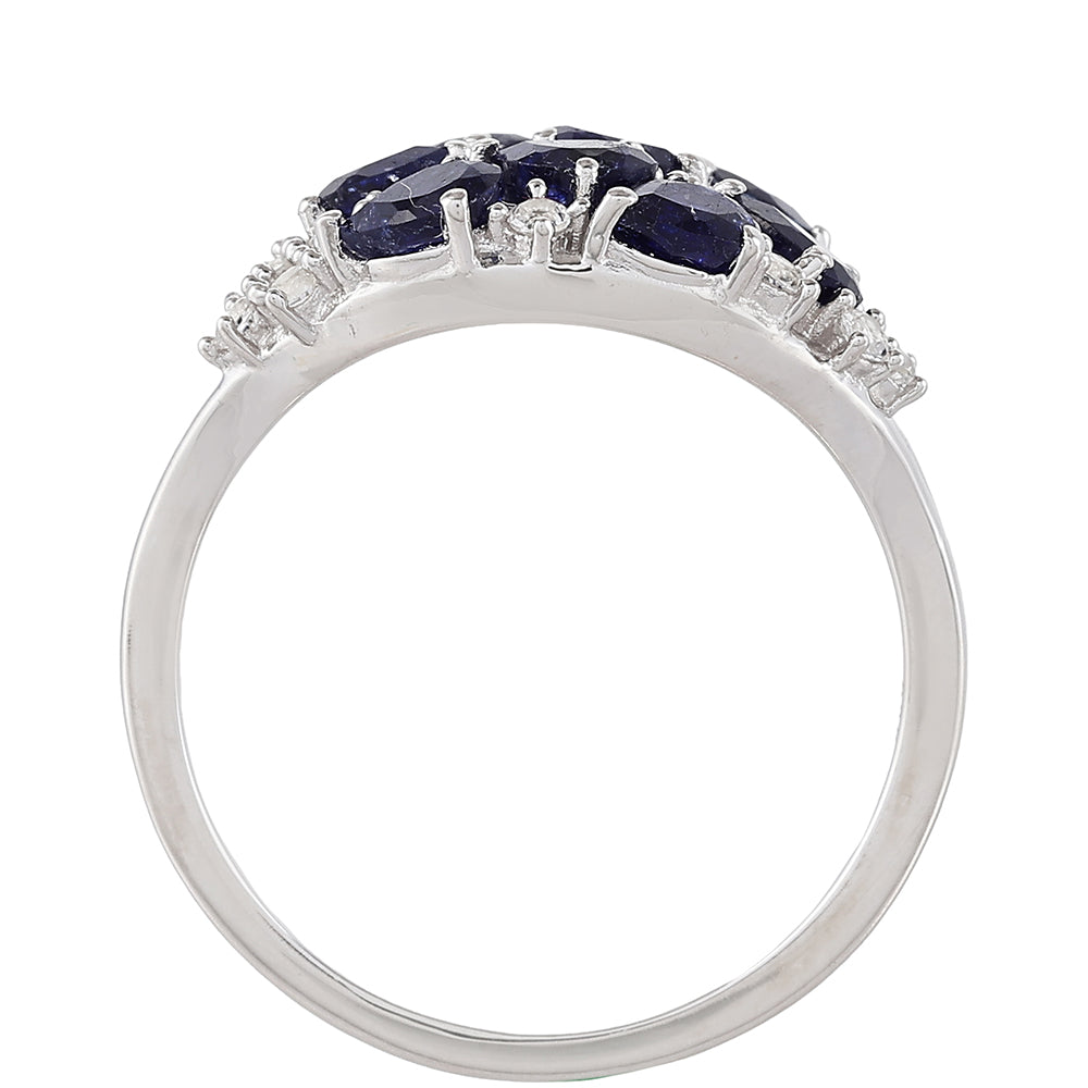 Anillo de Plata con Zafiro de Tailandia y Topacio Blanco 4 