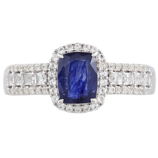 Anillo de Plata con Zafiro de Tailandia y Topacio Blanco