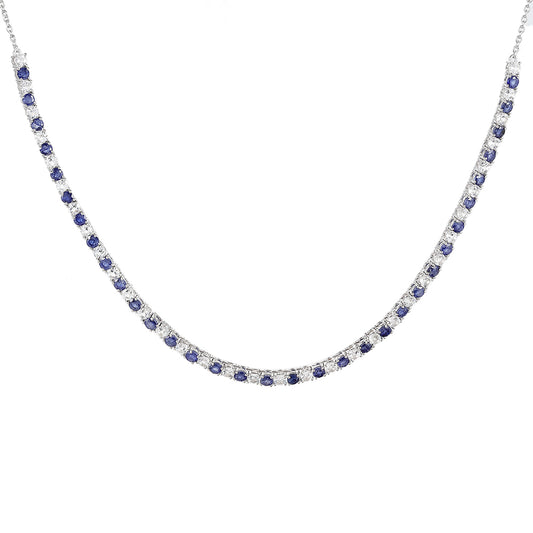 Collar de Plata con Zafiro de Tailandia y Topacio Blanco