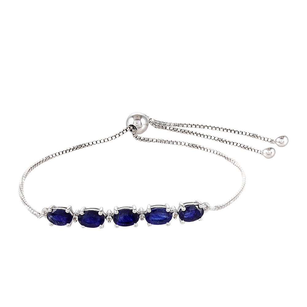 Pulsera de Plata con Zafiro de Tailandia y Topacio Blanco