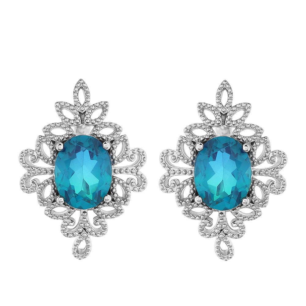 Pendientes de Plata con Cuarzo Pavo Real