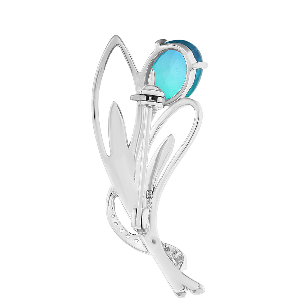 Broche de Plata con Cuarzo Pavo Real y Topacio Blanco