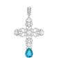 Cruz Colgante de Plata con Cuarzo Pavo Real y Topacio Blanco