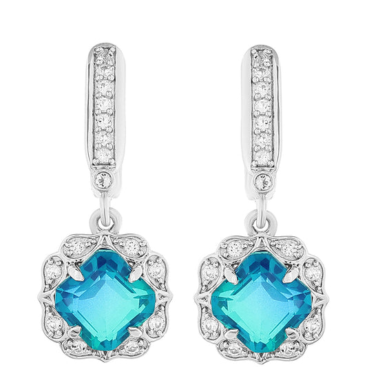 Pendientes de Plata con Cuarzo Pavo Real y Topacio Blanco