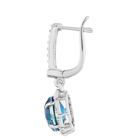 Pendientes de Plata con Cuarzo Pavo Real y Topacio Blanco