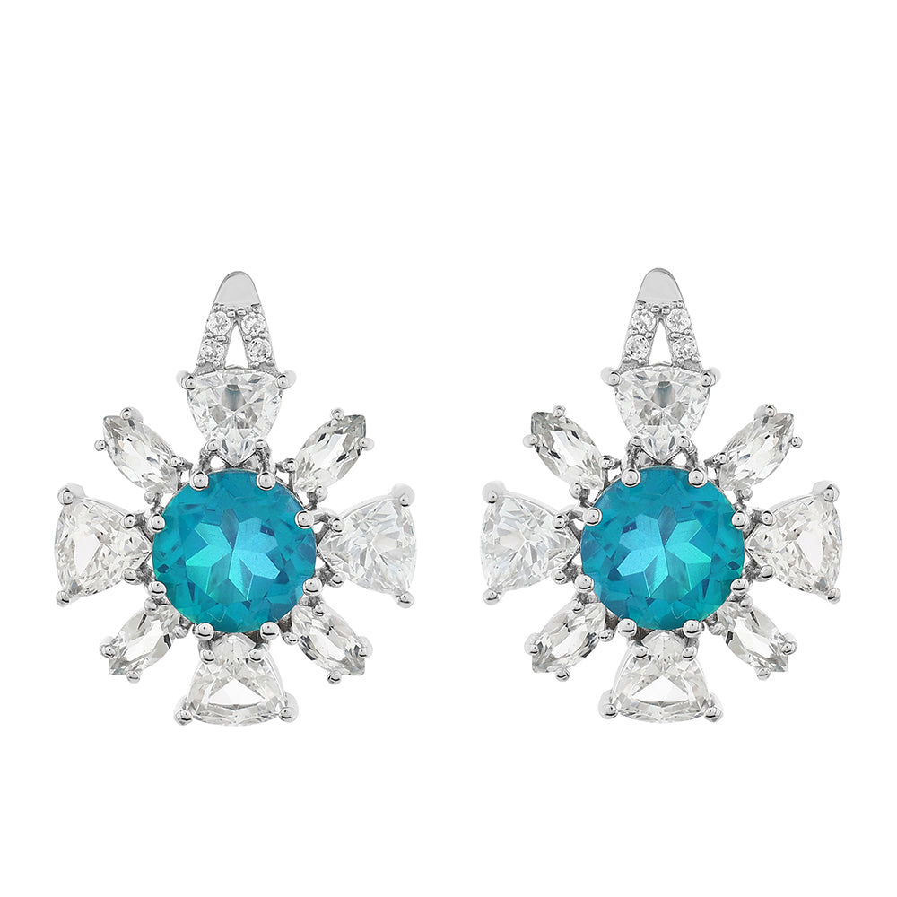 Pendientes de Plata con Cuarzo Pavo Real y Topacio Blanco