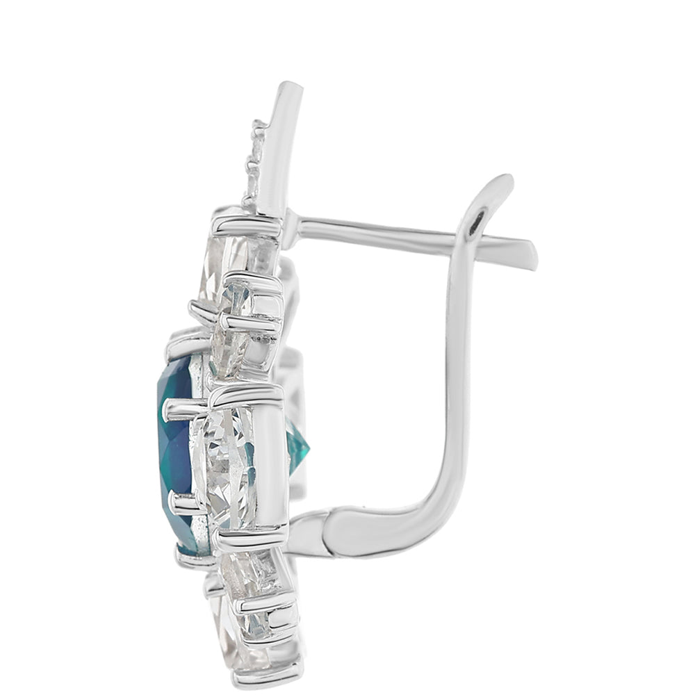 Pendientes de Plata con Cuarzo Pavo Real y Topacio Blanco 2 