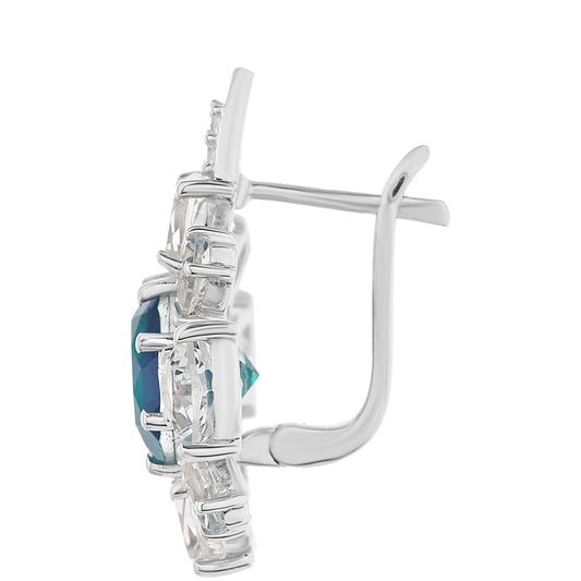 Pendientes de Plata con Cuarzo Pavo Real y Topacio Blanco