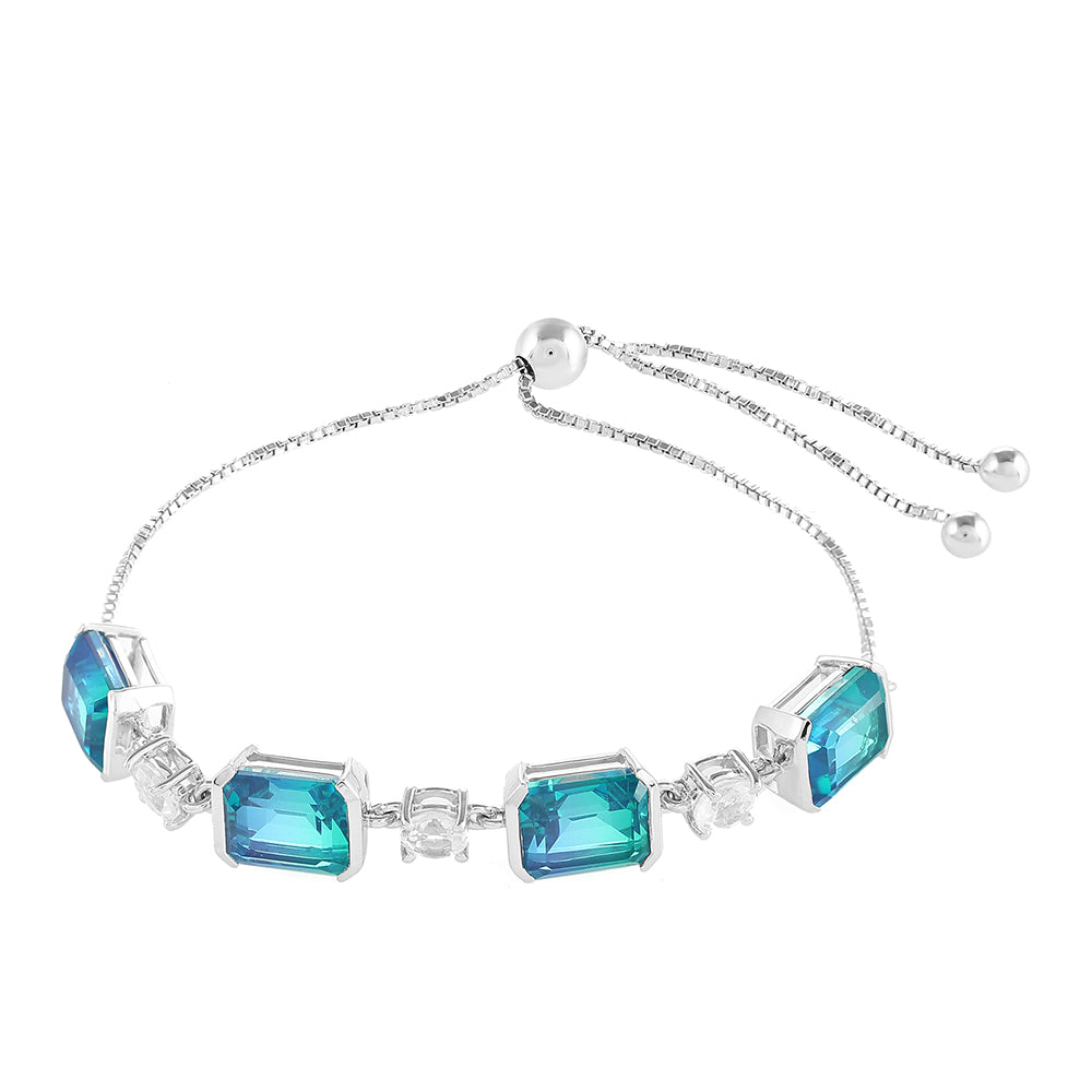 Pulsera de Plata con Cuarzo Pavo Real y Topacio Blanco