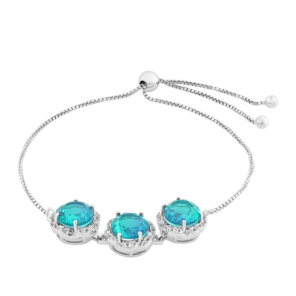 Pulsera de Plata con Cuarzo Pavo Real y Topacio Blanco 2 