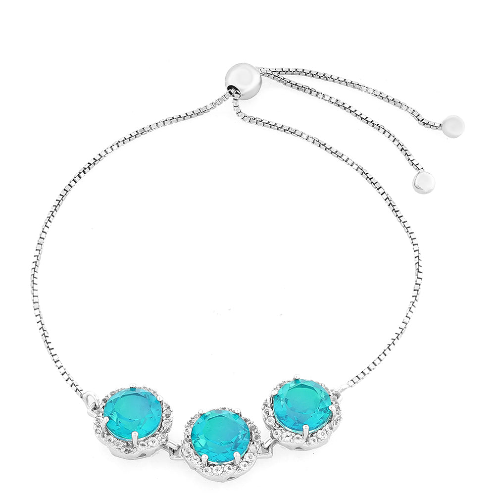 Pulsera de Plata con Cuarzo Pavo Real y Topacio Blanco