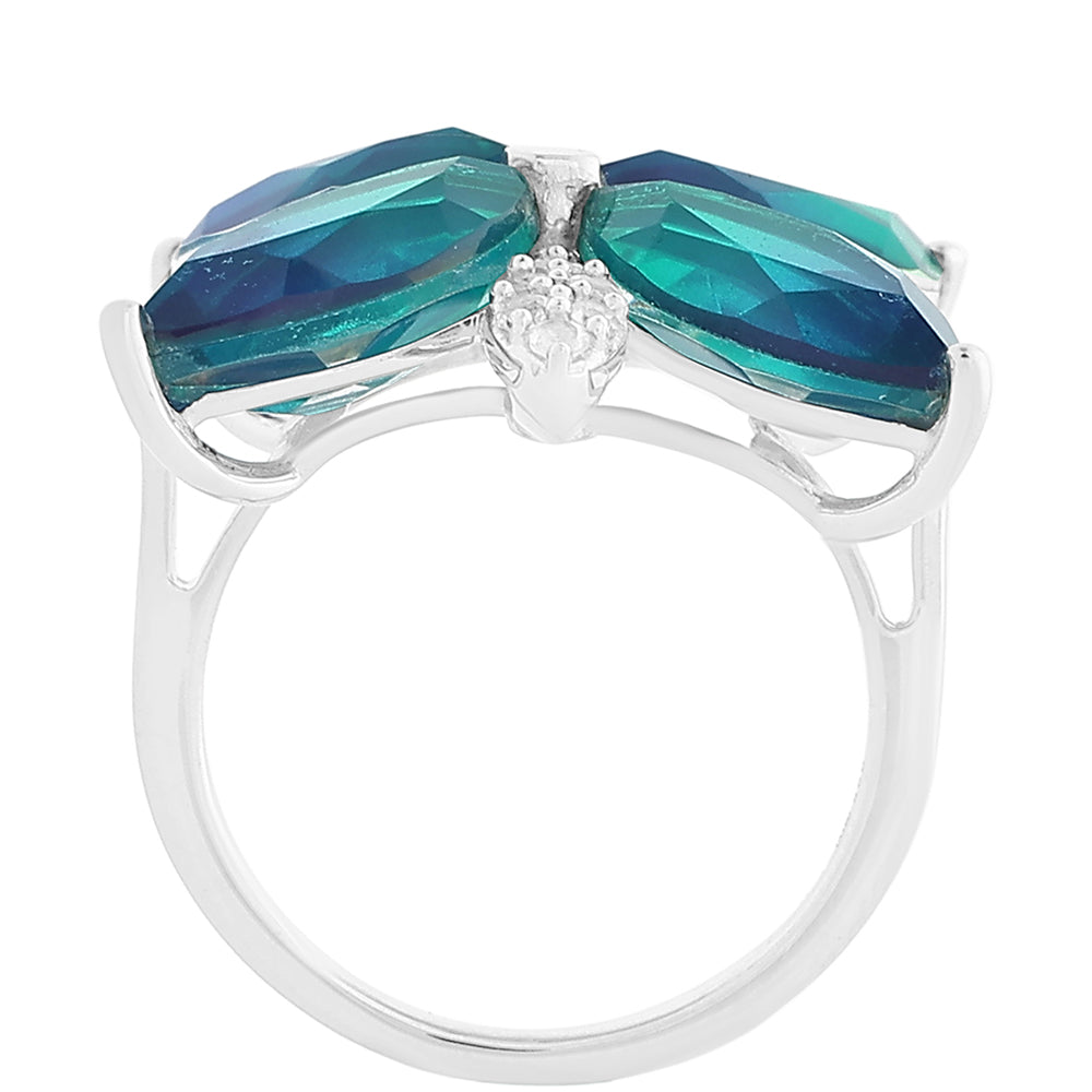 Anillo de Plata con Cuarzo Pavo Real y Topacio Blanco 3 