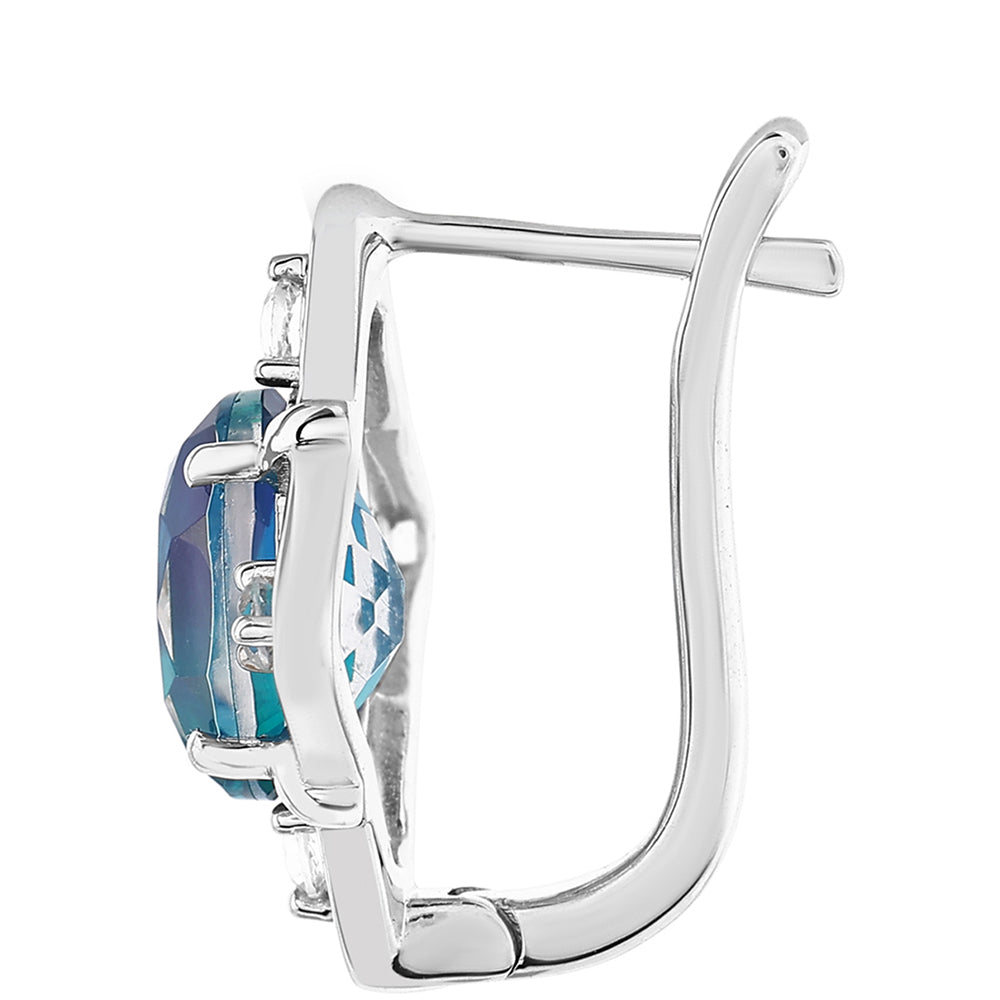 Pendientes de Plata con Cuarzo Pavo Real y Topacio Blanco 2 