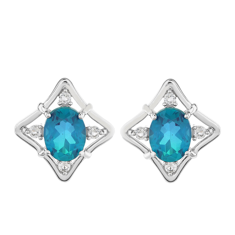 Pendientes de Plata con Cuarzo Pavo Real y Topacio Blanco 1 