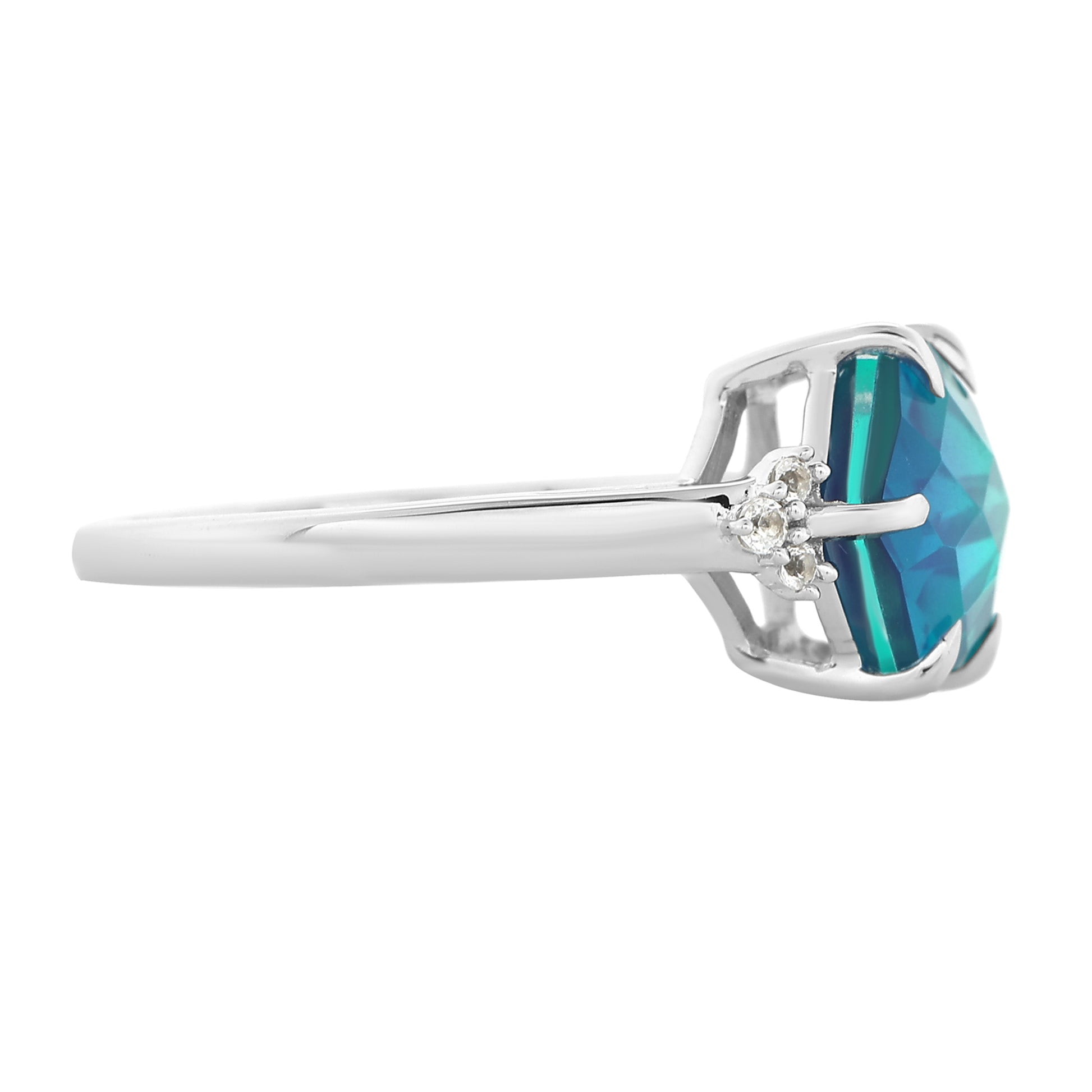 Anillo de Plata con Cuarzo Pavo Real y Topacio Blanco 5 