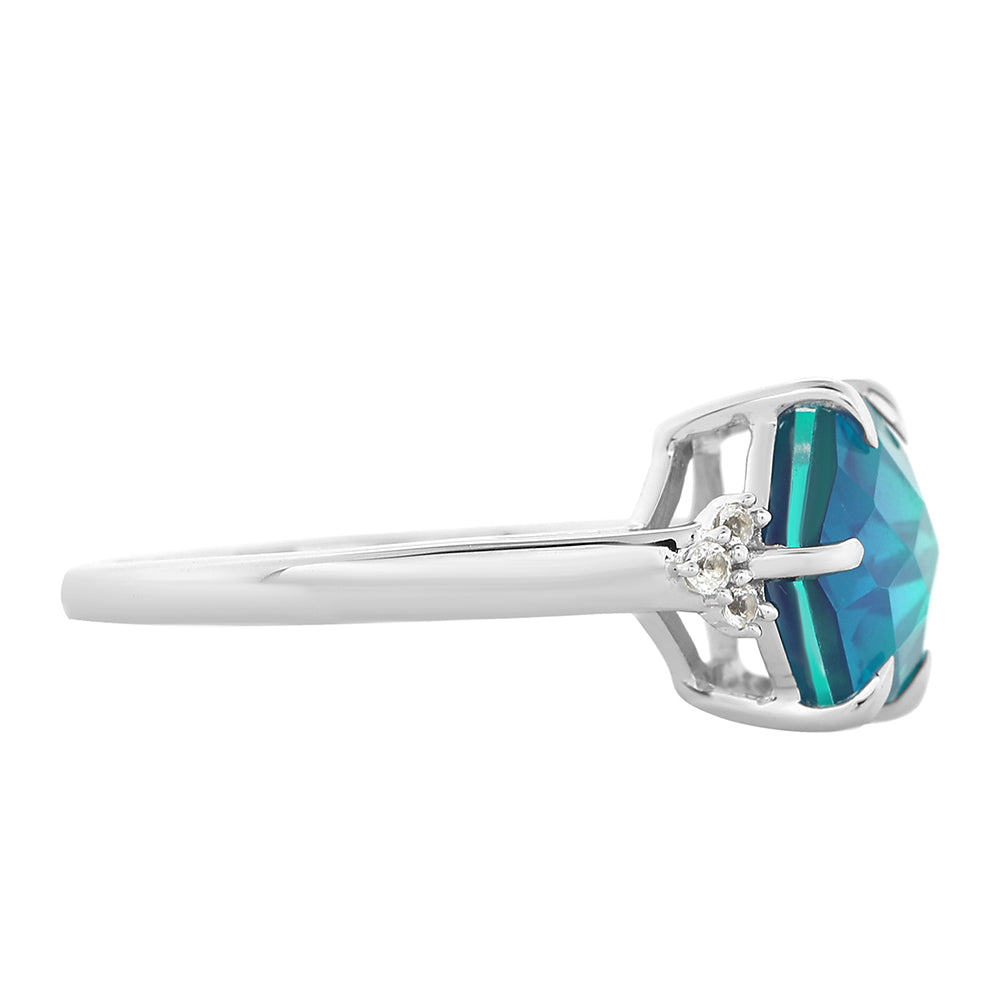 Anillo de Plata con Cuarzo Pavo Real y Topacio Blanco 2 