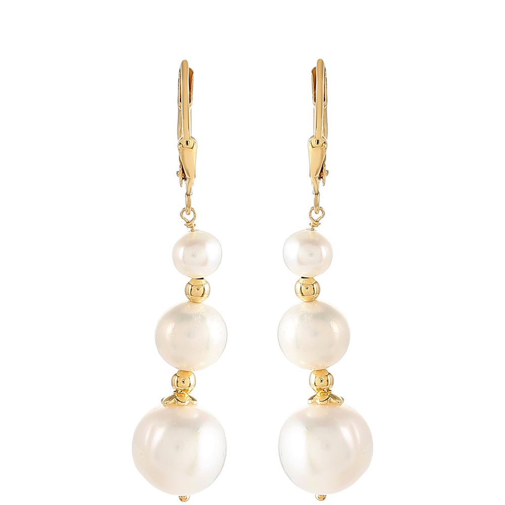 Conjunto de Plata Bañada en Oro con Perla Barroca Cultivada de Agua Dulce ( Collar +Pendientes )