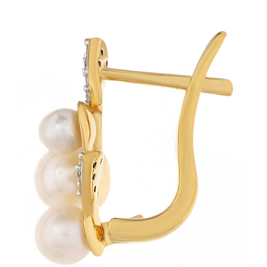 Pendientes de Plata Bañada en Oro con Perla Barroca Cultivada de Agua Dulce y Topacio Blanco