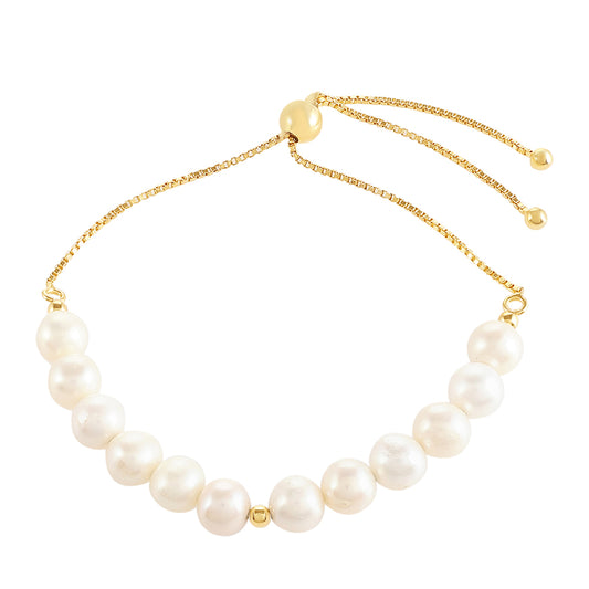 Pulsera de Plata Bañada en Oro con Perla Barroca Cultivada de Agua Dulce